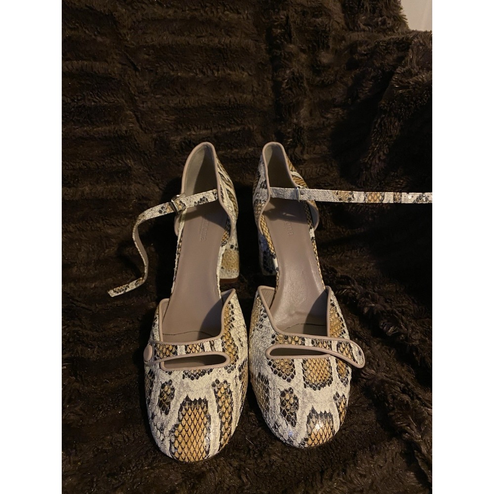 Ramona Italy Snake Print Leather Slingback Heels Style 1435 Vero Cuoio 40 9.5 Sz